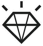 Un diamant noir sur fond transparent.