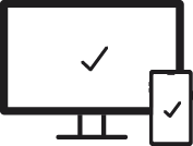 Écran d'ordinateur et téléphone portable affichant des checks verticaux