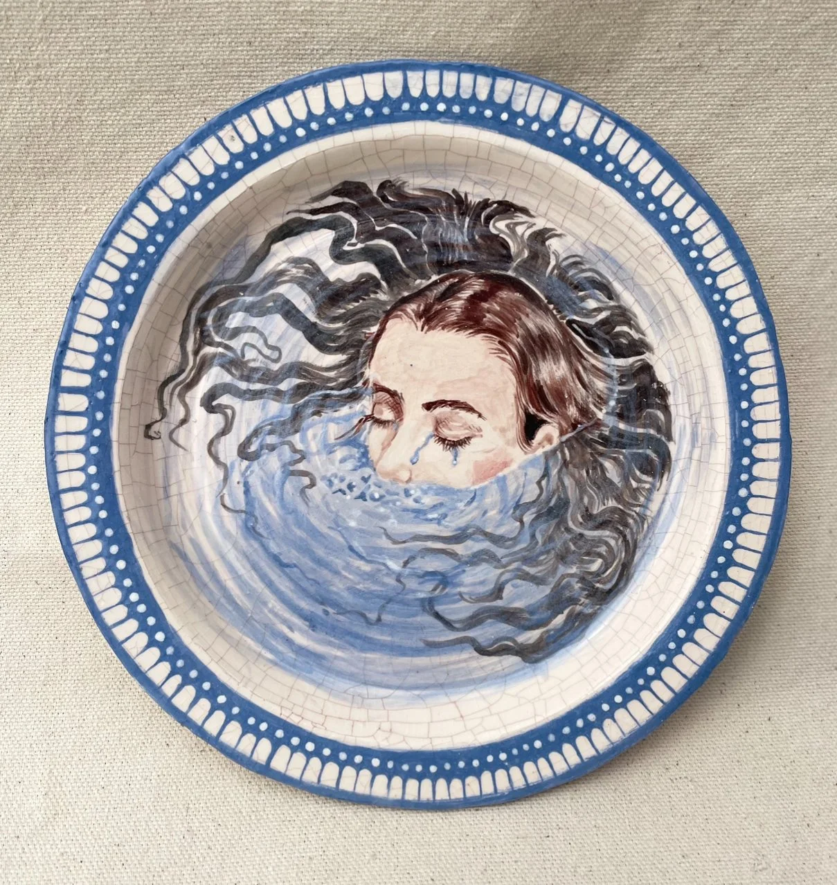 "Sinking" Underglaze on Ceramic (2024)