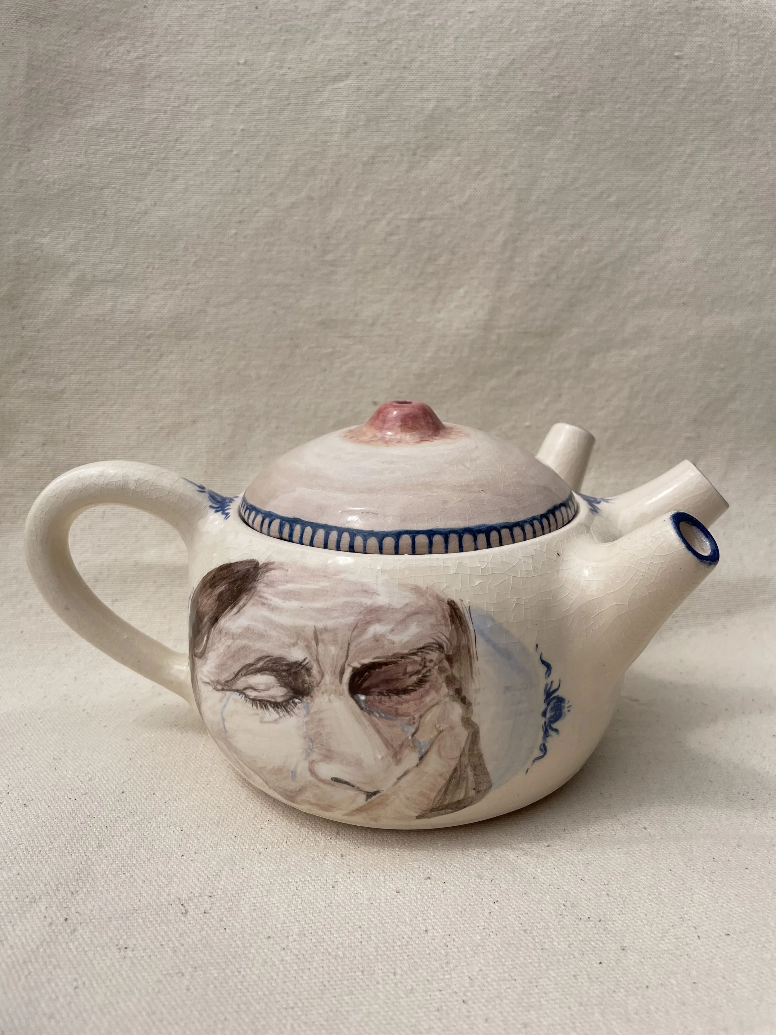 "High Tea: Teapot" Underglaze on Ceramic (2024)