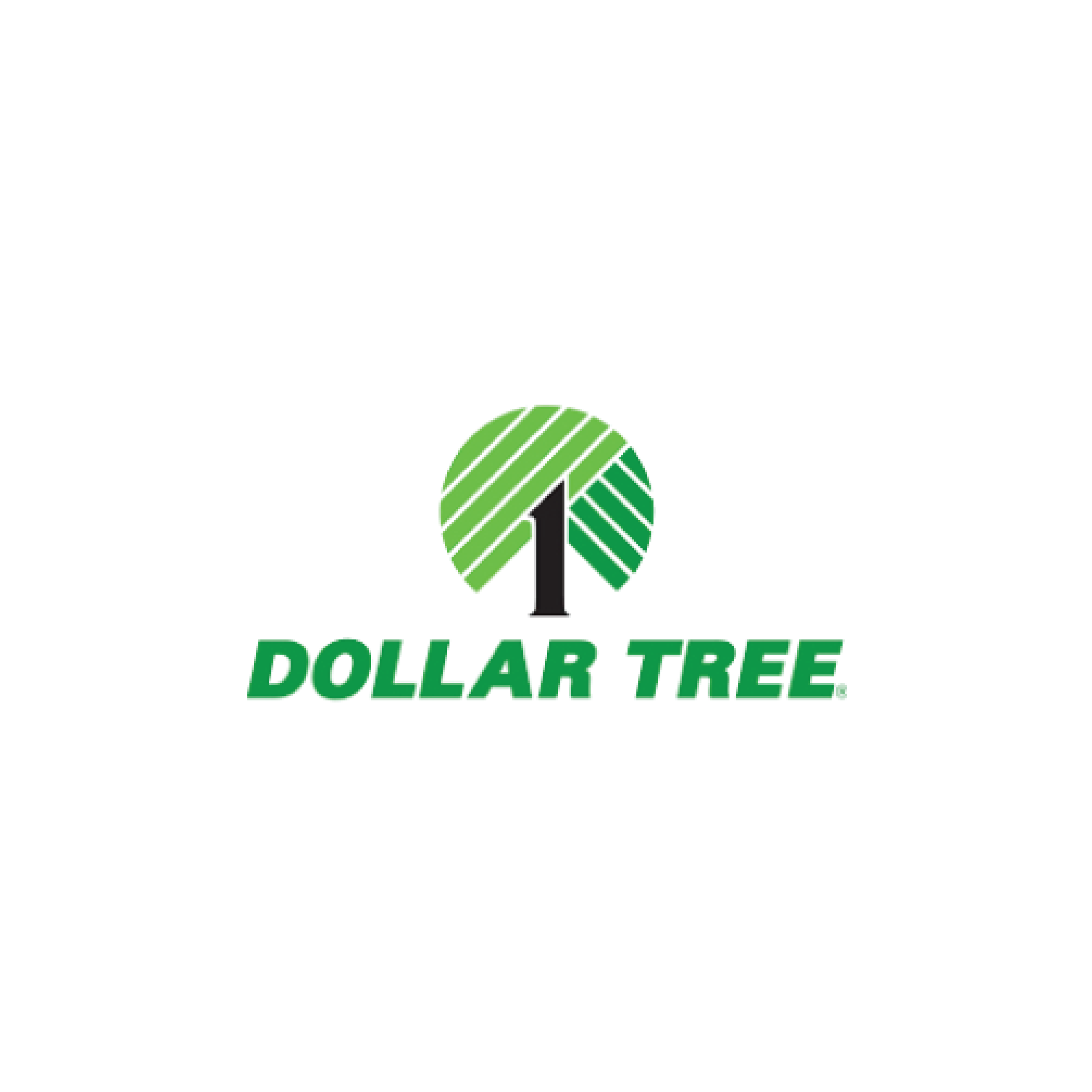 A logo with a green circular symbol resembling a tree and the text "Dollar Tree" underneath.