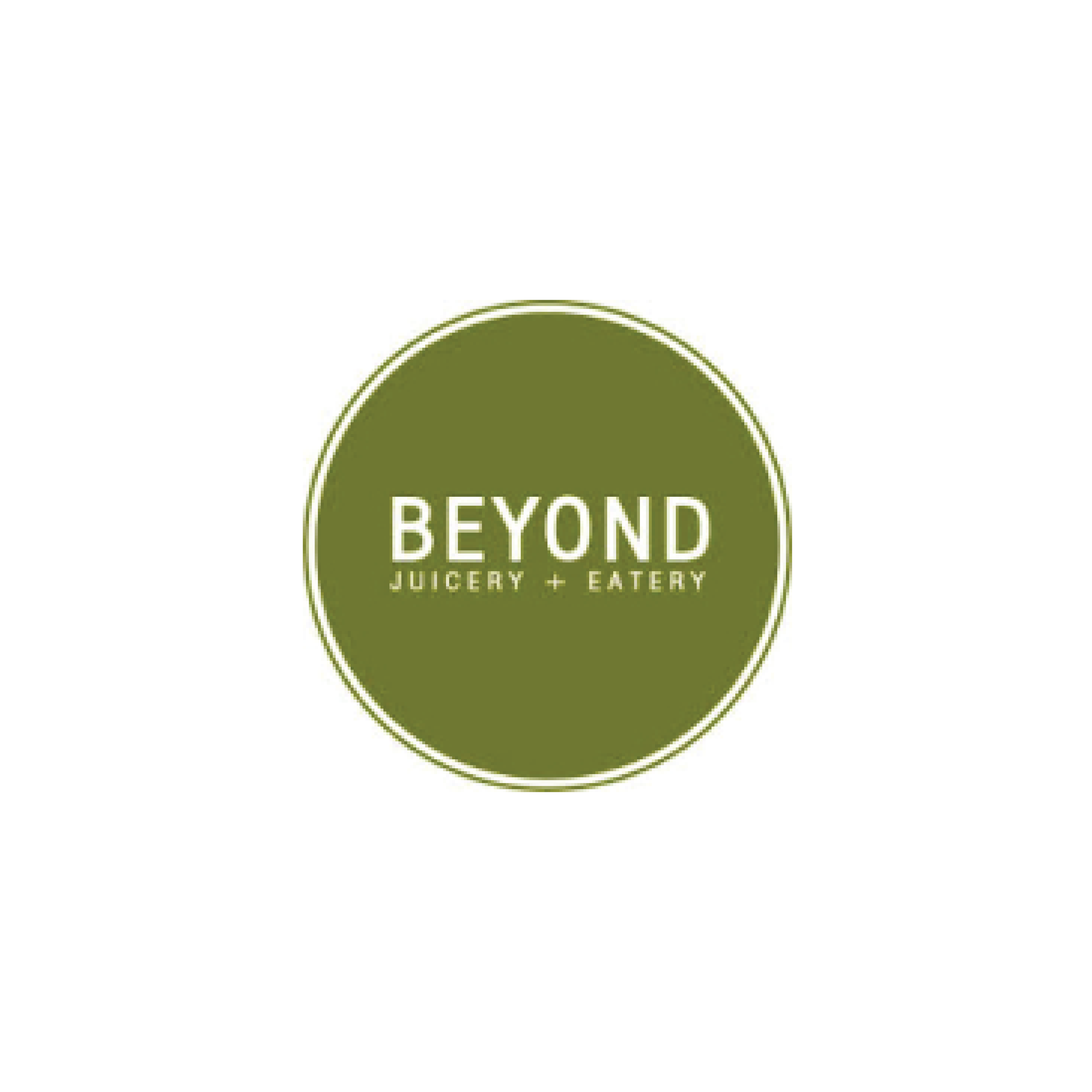 Green circular logo with white text that reads 'BEYOND JUICERY + EATERY'.