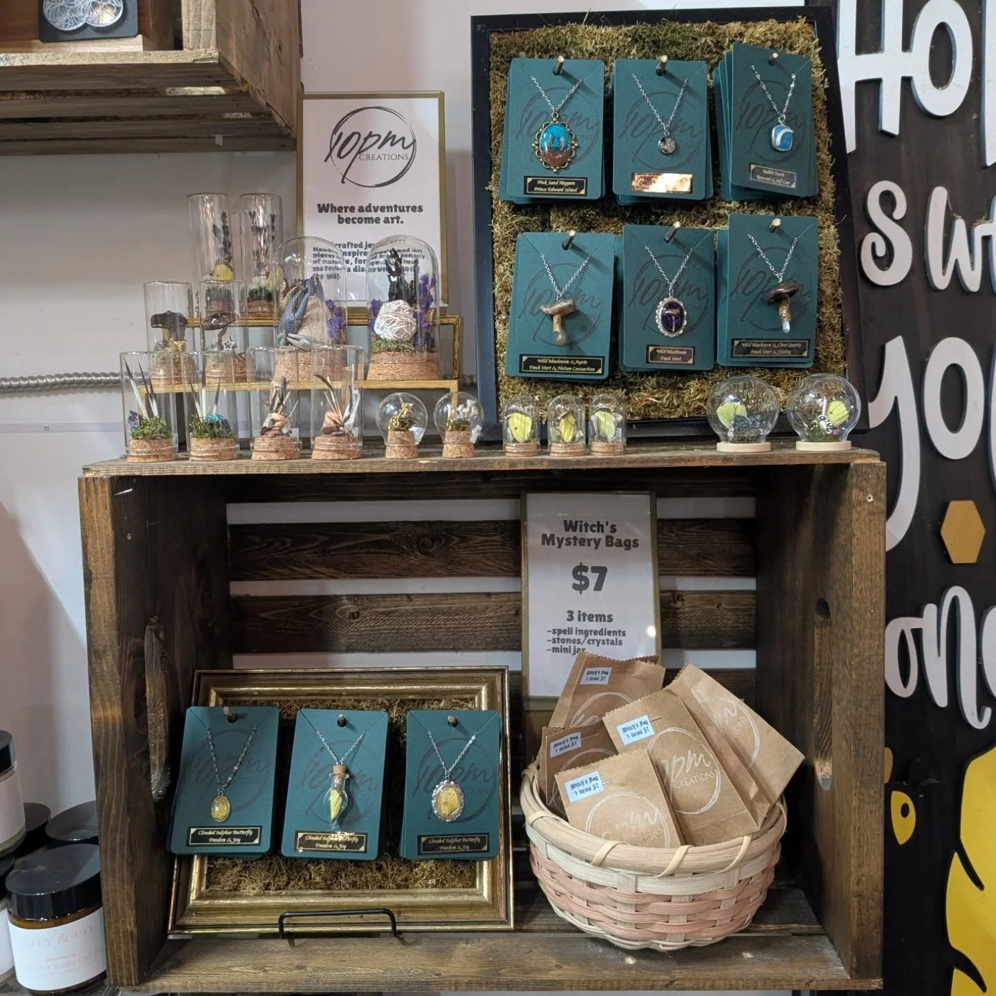 10pm Creations is now available at The Mill in Woodstock! 
Just walk through the sliding barn doors and turn to your left! 
@the_mill_woodstock
.
.
.
#supportlocal #shophandmade #butterflyjewelry #odditiesandcuriosities #oddityart