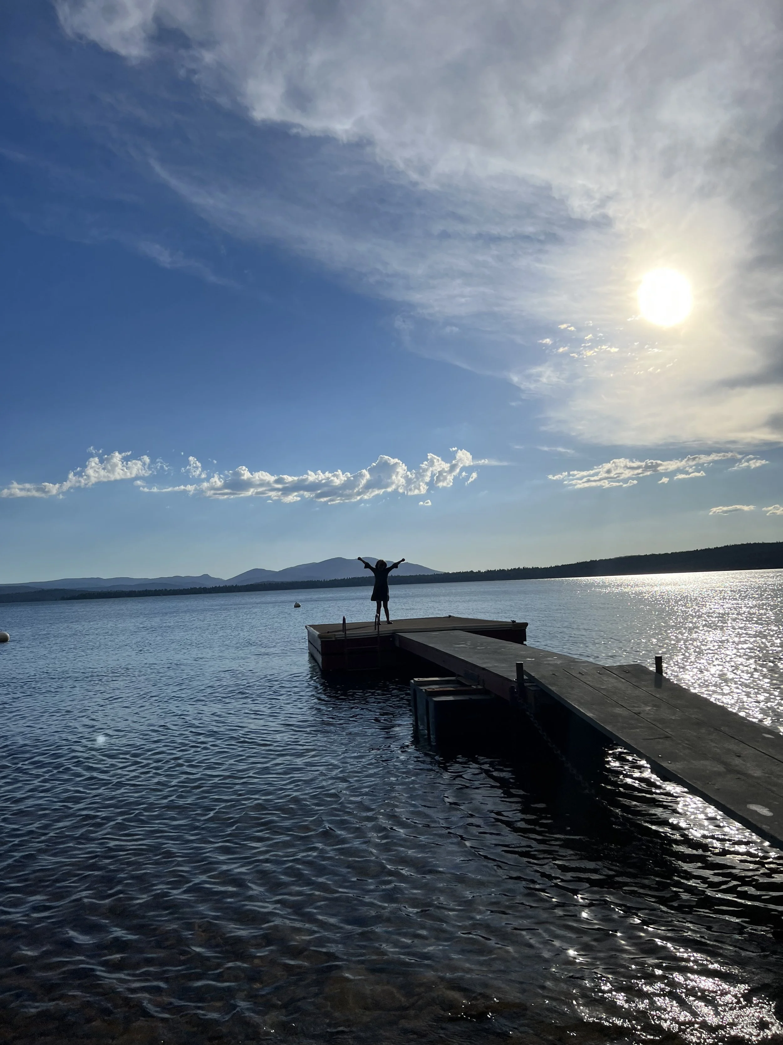First thing you do when arriving at the lake, run out to the dock!