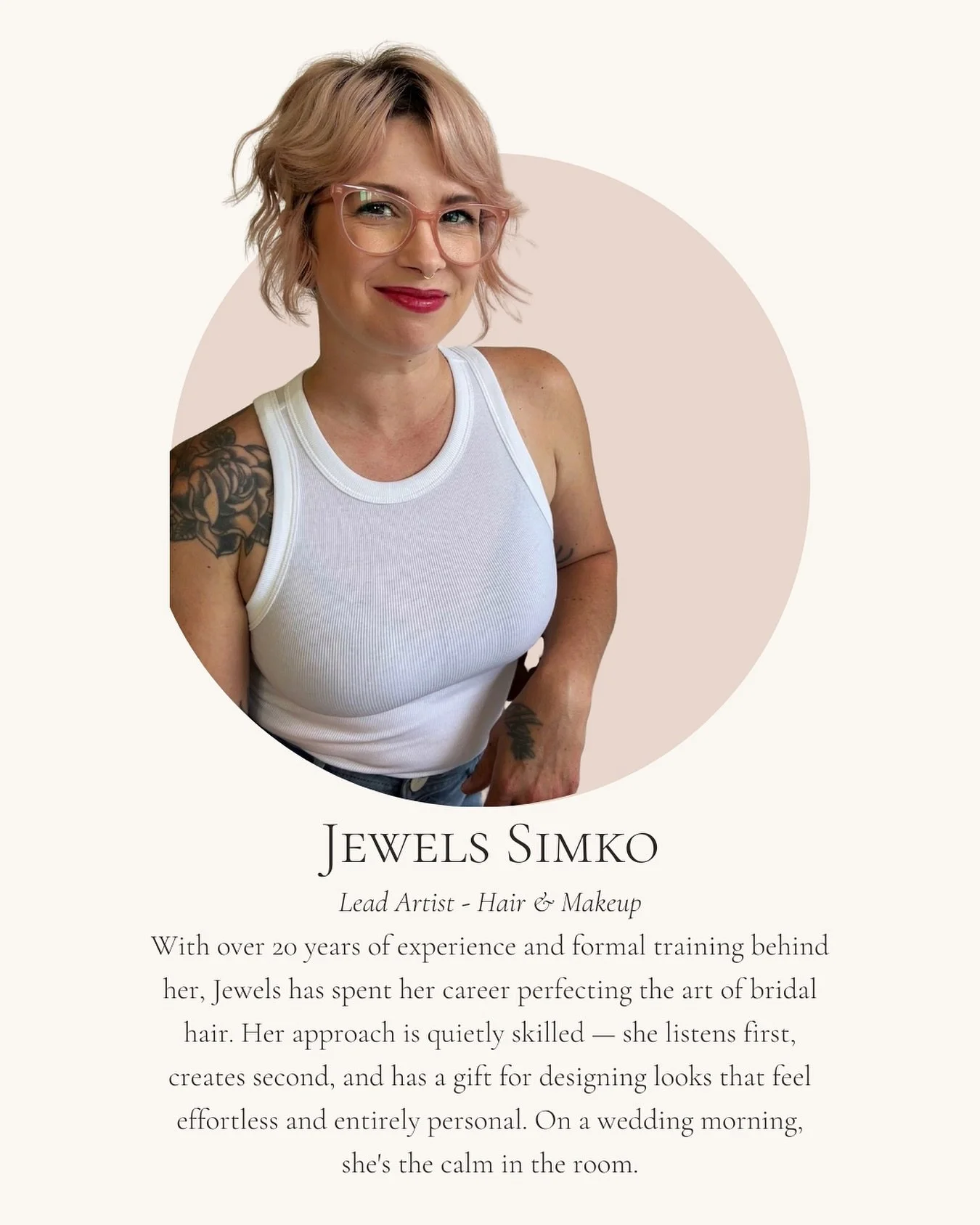Meet the woman behind the emails and your wedding morning!

Jewels 🤍

Lead Artist and Founder of Grove Bridal. 

With over 20 years of formal training and bridal experience, Jewels has spent her career doing one thing: helping brides feel beautifull