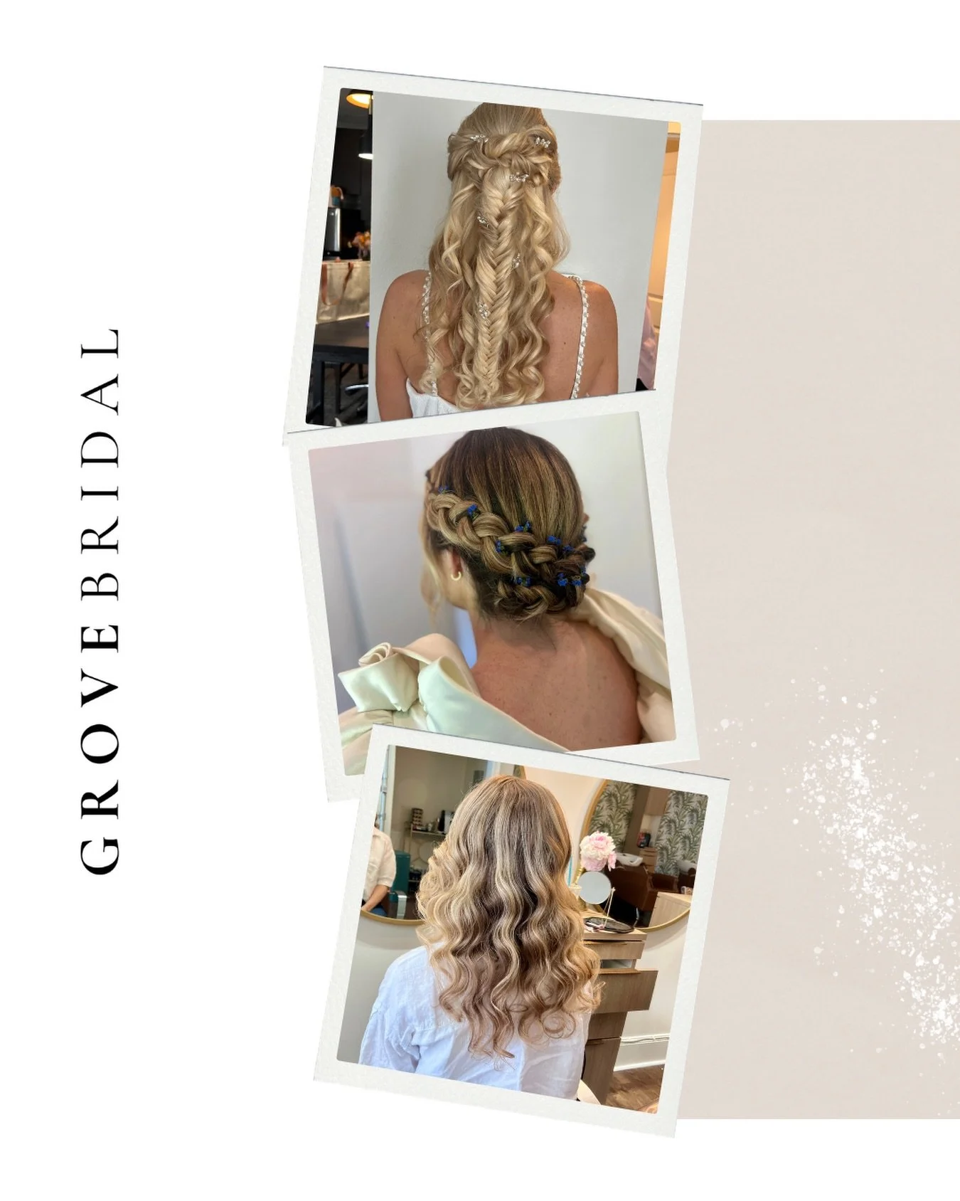 Three looks. Three different brides. One thing in common &mdash; built entirely around the person wearing it.
From romantic fishtail braids to intricate updos to soft flowing waves, every look we create at Grove starts the same way &mdash; with you ?