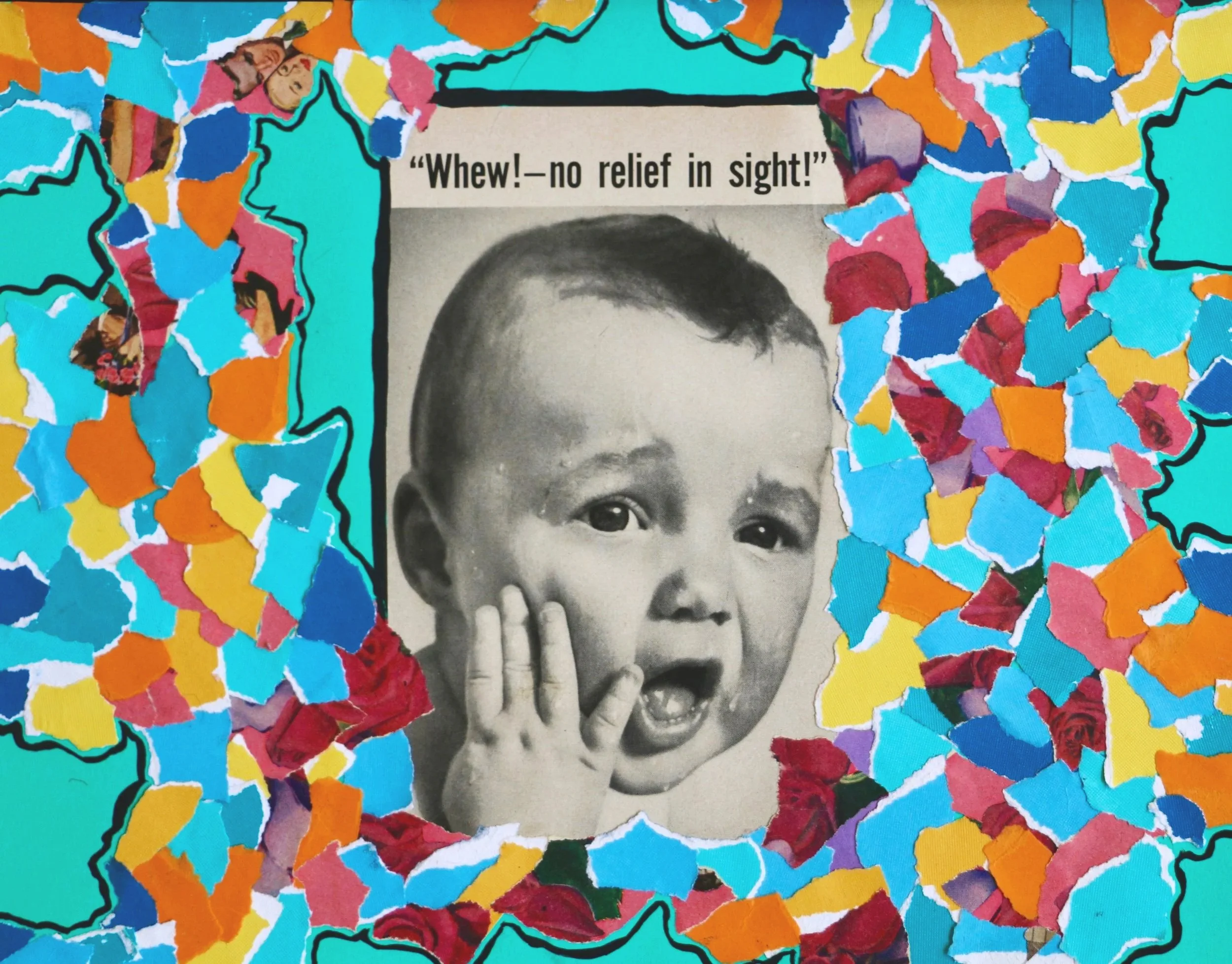 8x12 mixed media collage on paper titled "Covid"