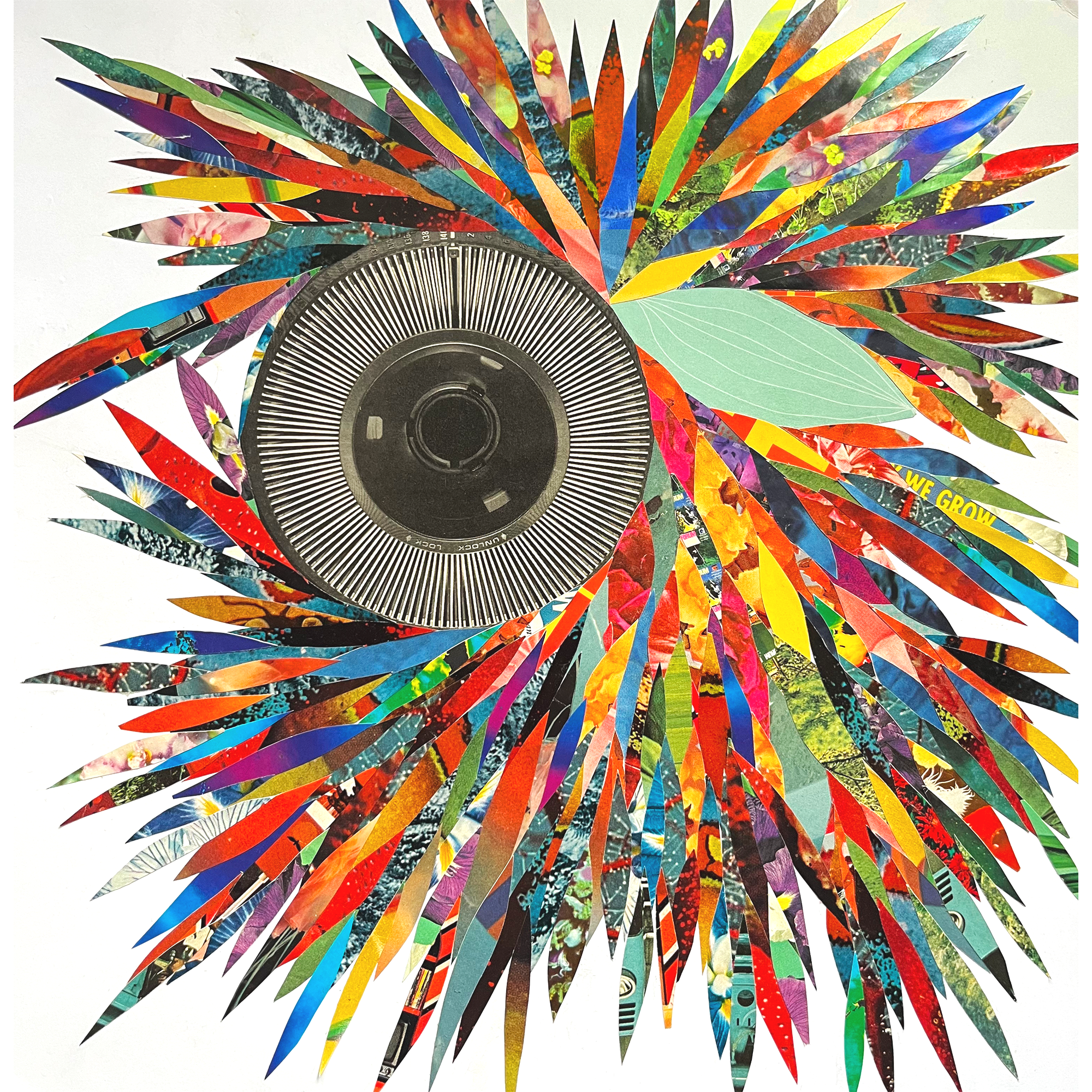 12x12 paper collage on paper titled "Growing"