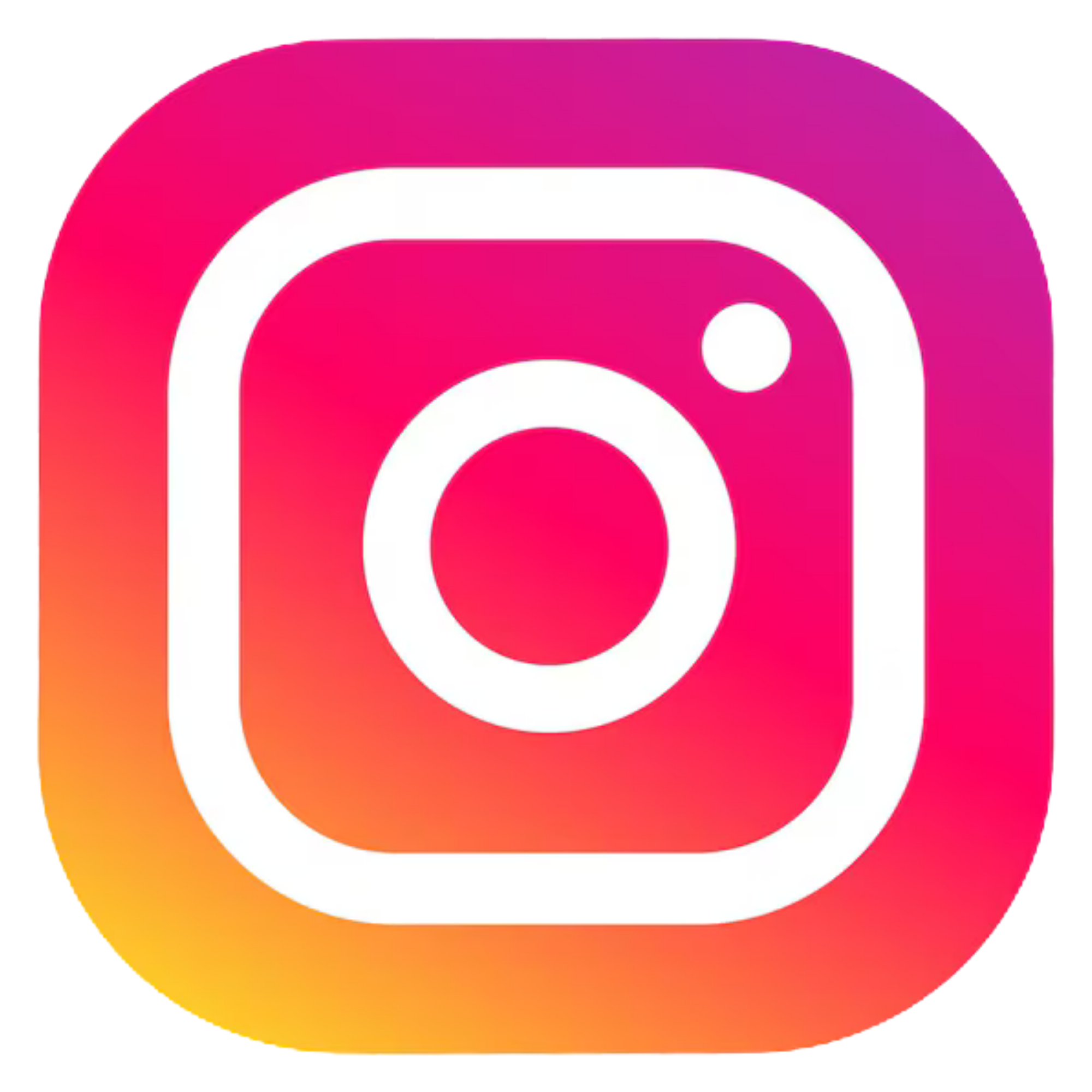 Colorful logo of Instagram with gradient pink, purple, red, orange and yellow background.