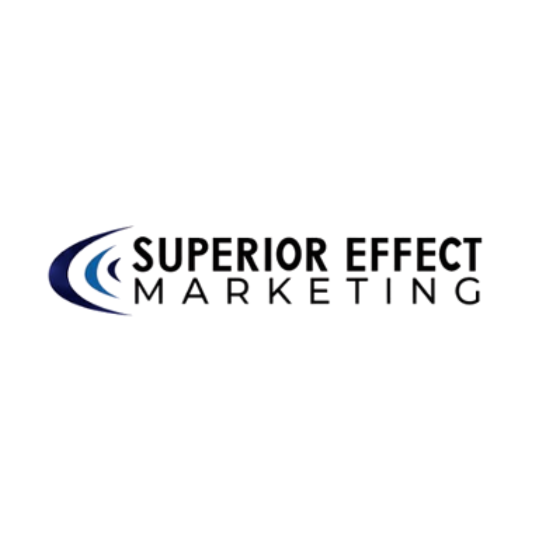 Logo for Superior Effect Marketing featuring stylized ripple effect to amplify your marketing and bold black text.
