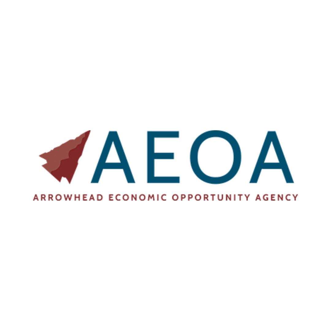 Logo of Arrowhead Economic Opportunity Agency (AEOA) with a mountain graphic and the organization's name.