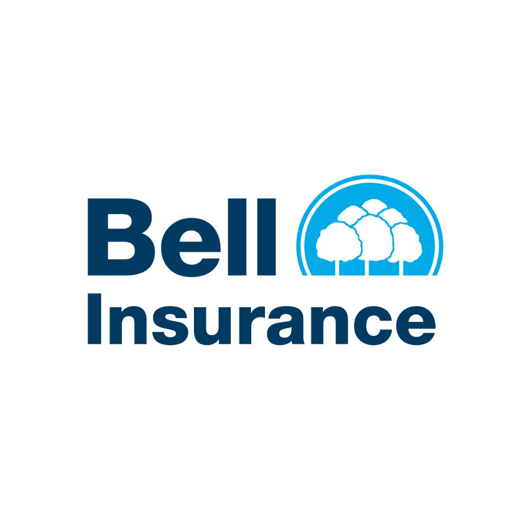 Bell Insurance logo with blue and white color scheme, featuring three stylized trees inside a circle.