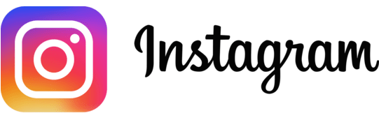 Instagram logo with the brand name in black cursive text.