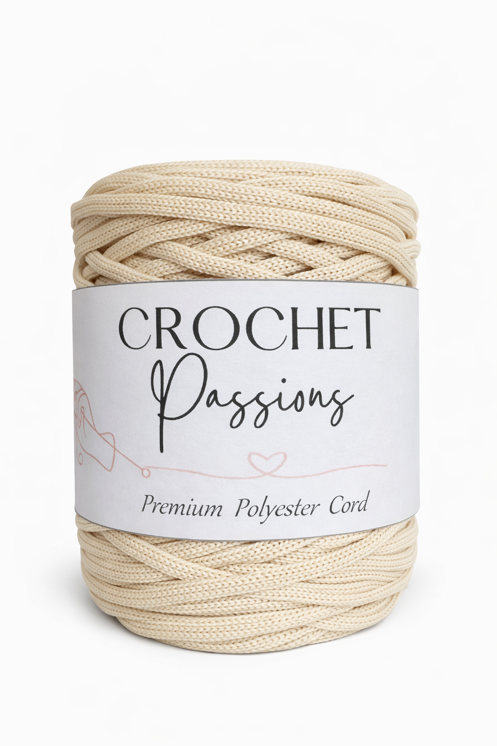 Flat Polyester Cord 5mm - Light Vanilla