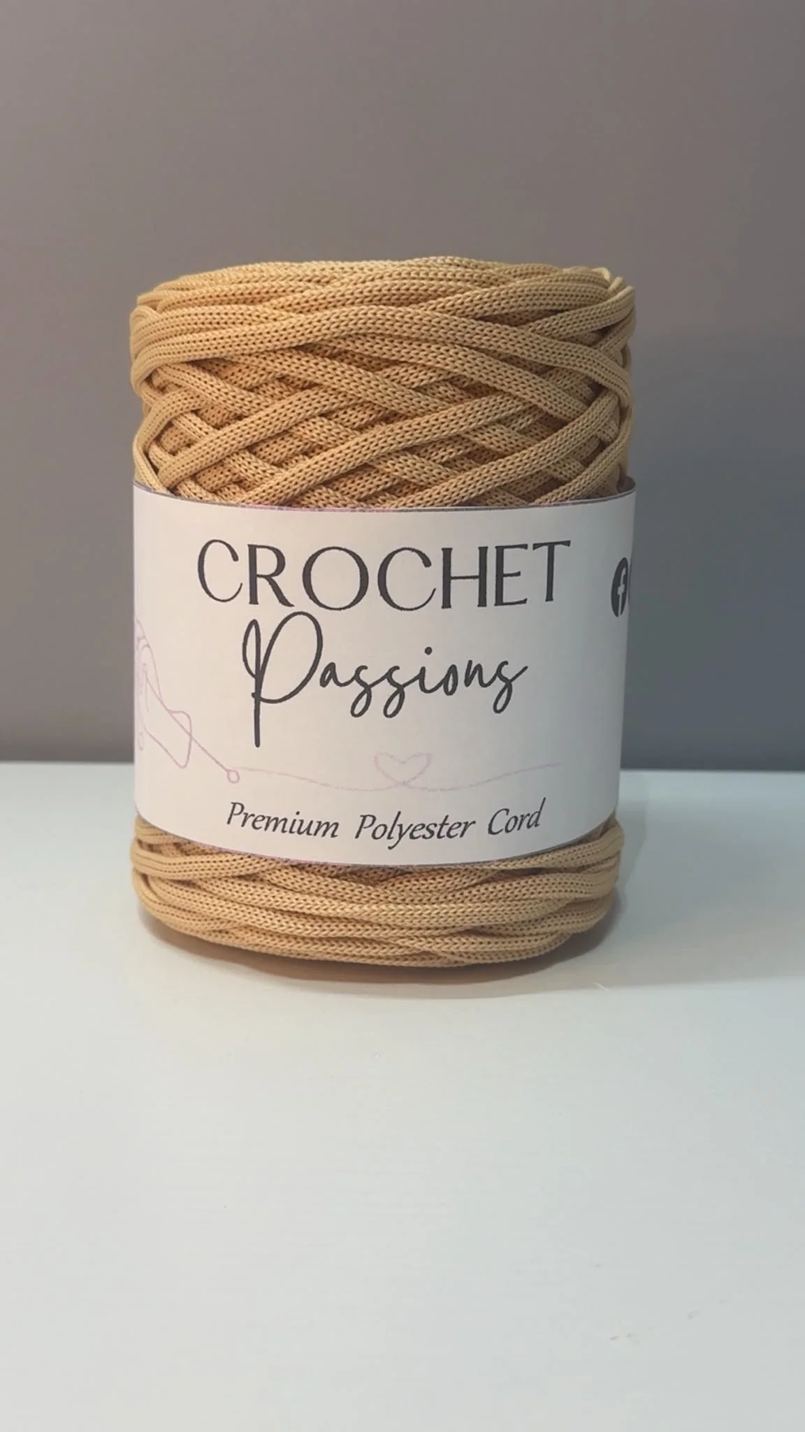 Flat Polyester Cord 5mm - Champagne