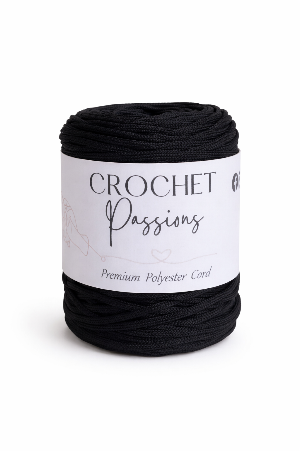 Flat Polyester Cord 5mm -  Black