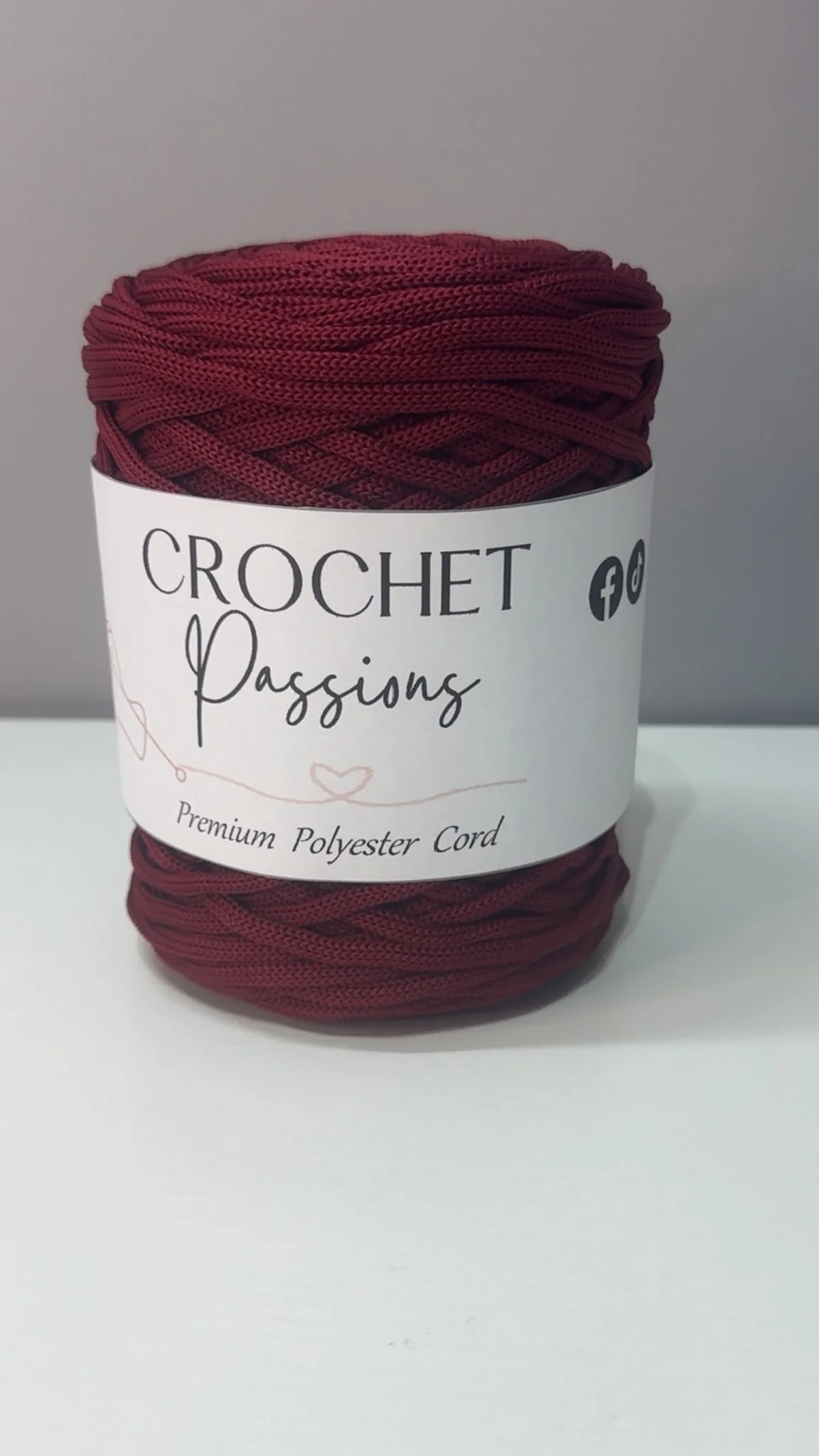 Flat Polyester Cord 5mm - Claret