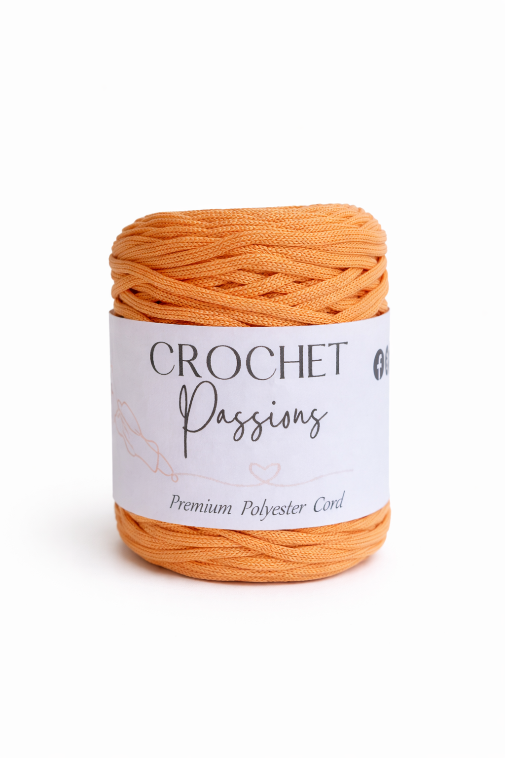Flat Polyester Cord 5mm -  Peach