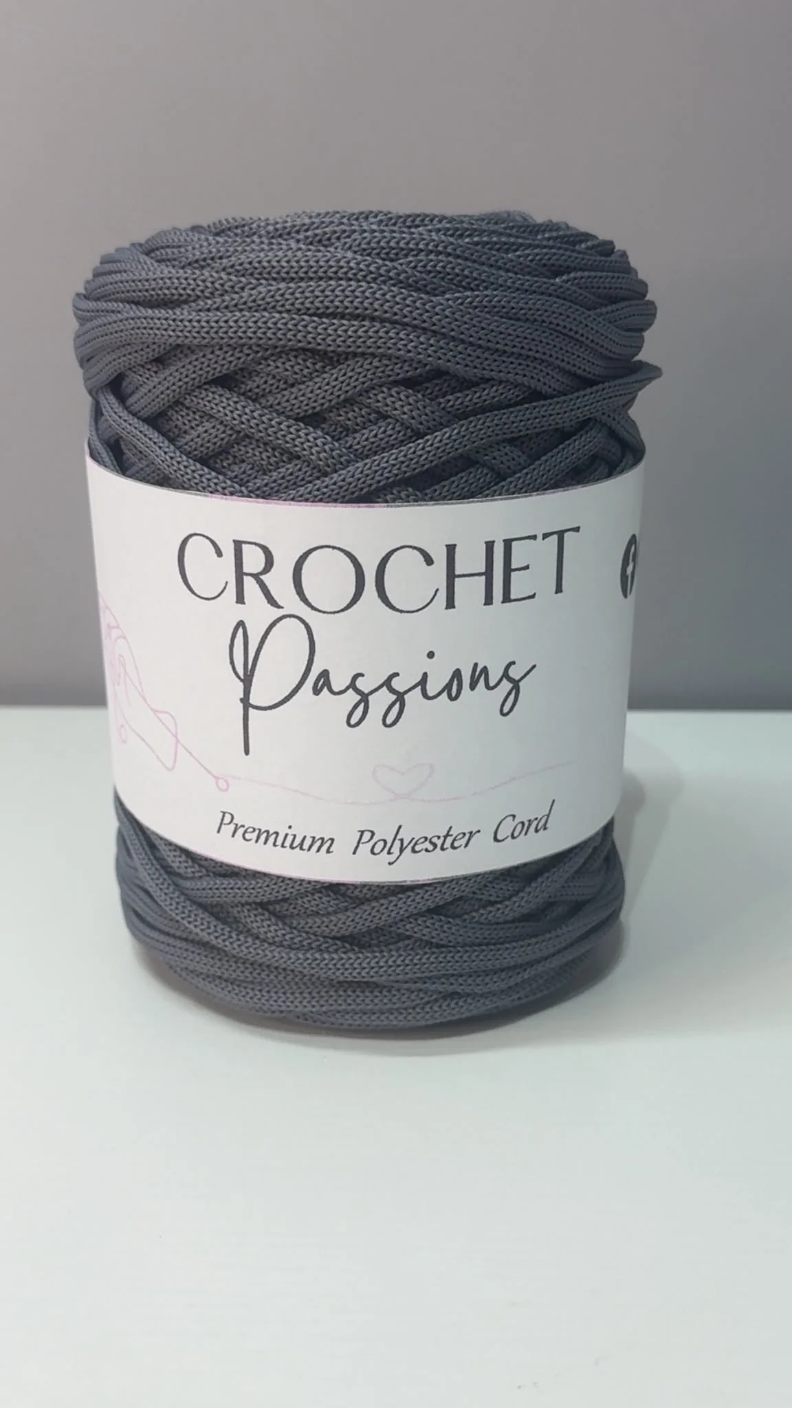 Flat Polyester Cord 5mm - Dark Grey