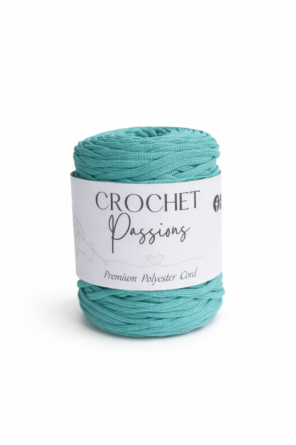 Flat Polyester Cord 5mm -  Turquoise