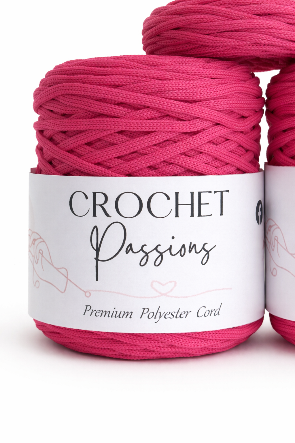 Flat Polyester Cord 5mm -  Fuchsia