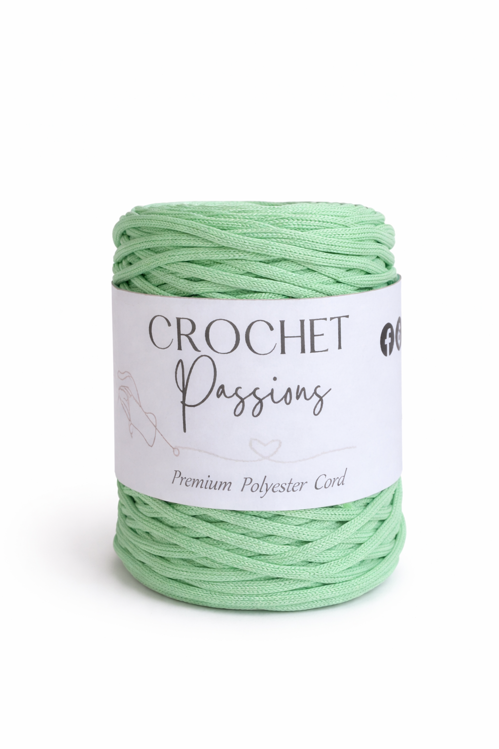 Flat Polyester Cord 5mm - Mint