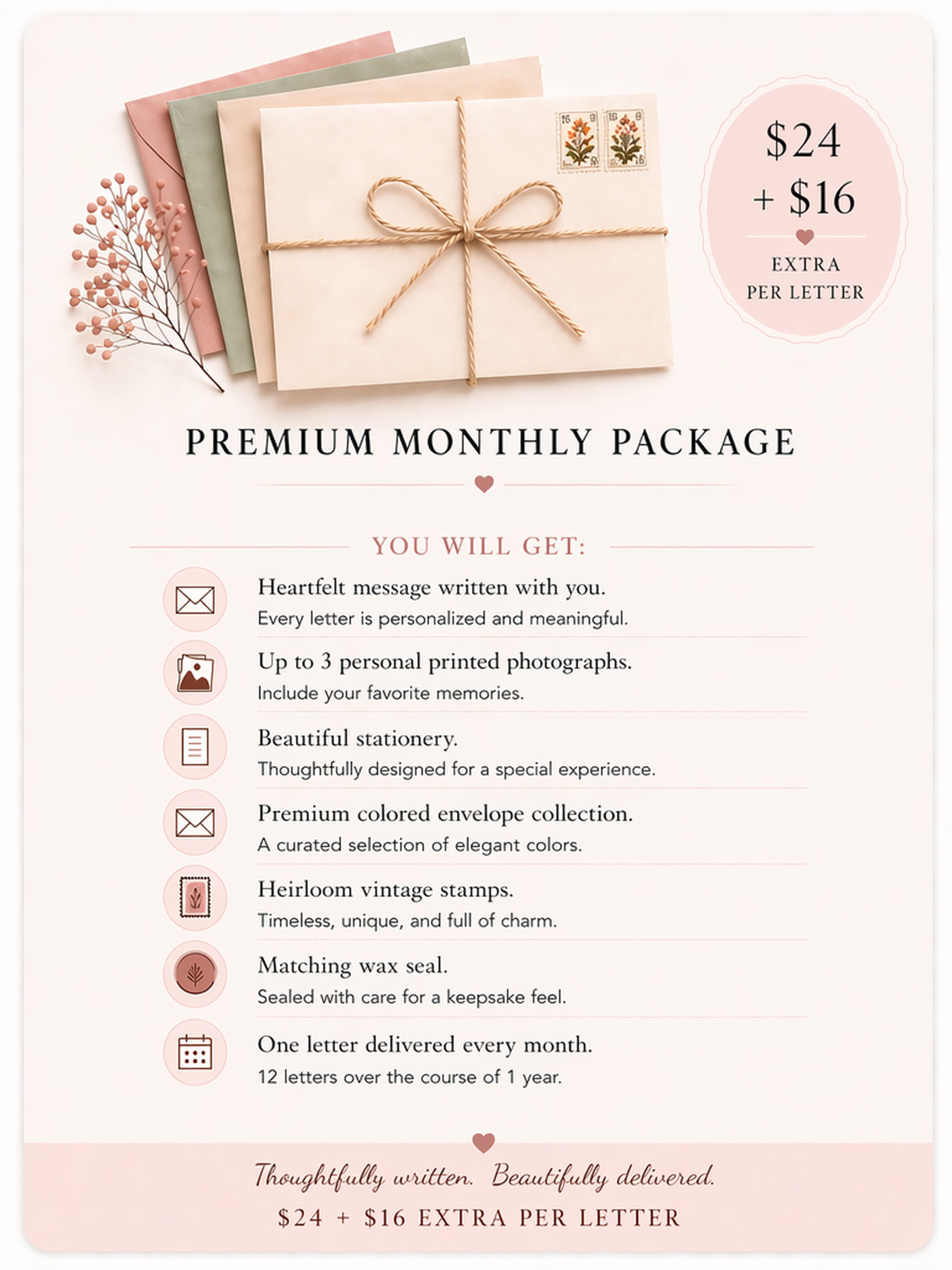 A Year of Letters ~ Heirloom Collection [Monthly Subscription]