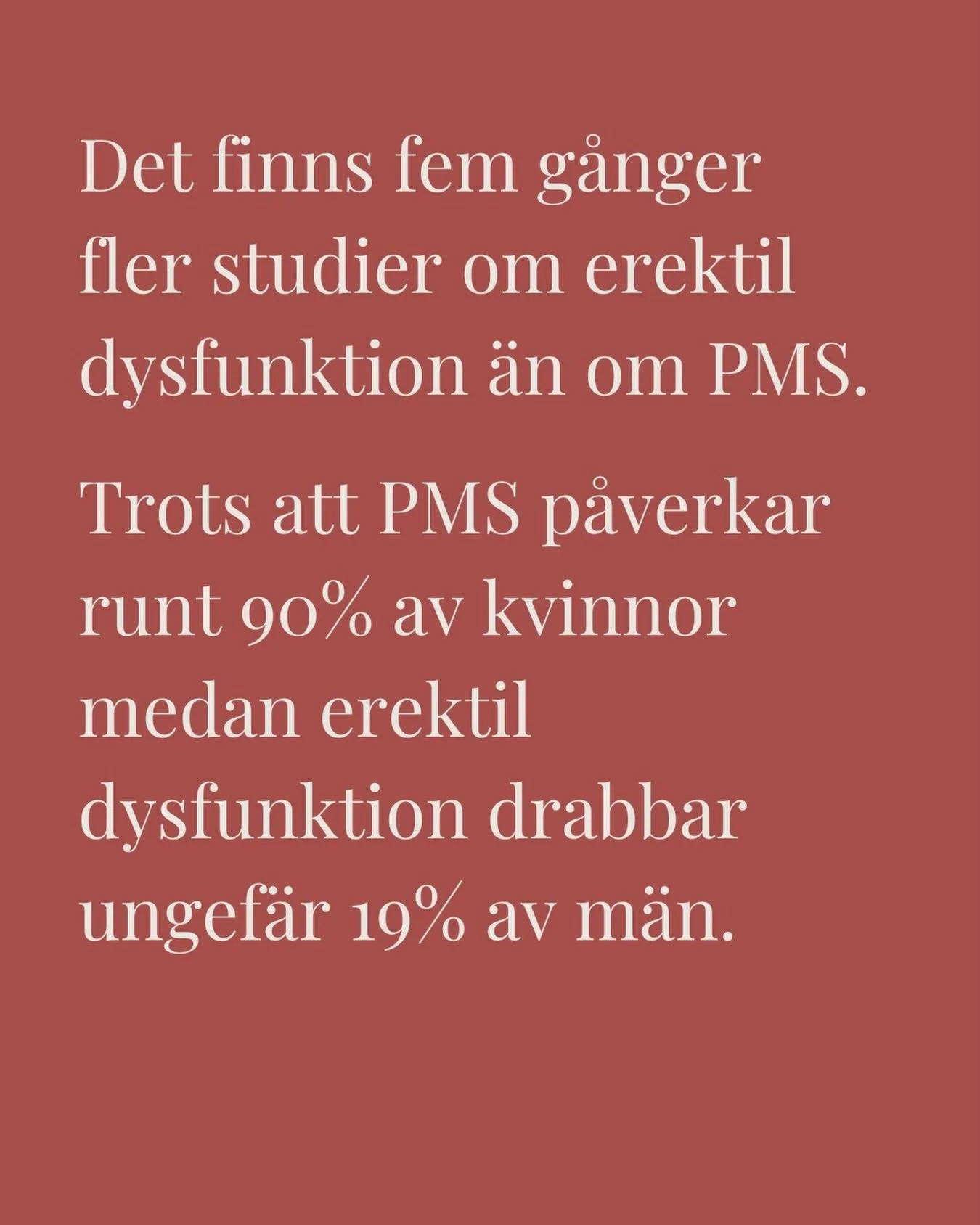 Investeringar i forskningar borde matcha sjukdomsb&ouml;rdan (hur m&aring;nga som drabbas och hur illa), men ofta &auml;r det annat som styr. Vems problem som tas p&aring; allvar till exempel. 

Kvinnors h&auml;lsa &auml;r inte viktigare &auml;n m&au