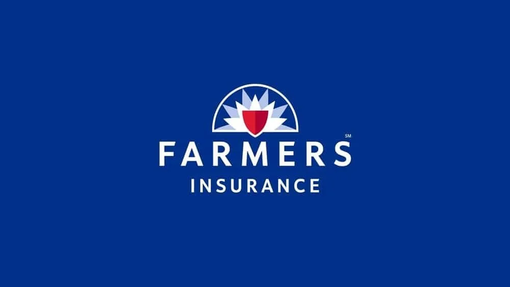 Logo of Farmers Insurance with a blue background and a stylized flower emblem.