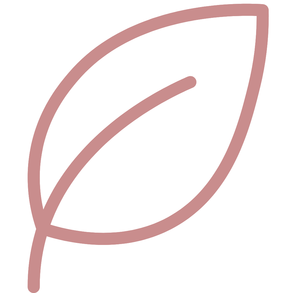 Minimalist brown outline of a leaf on a black background.