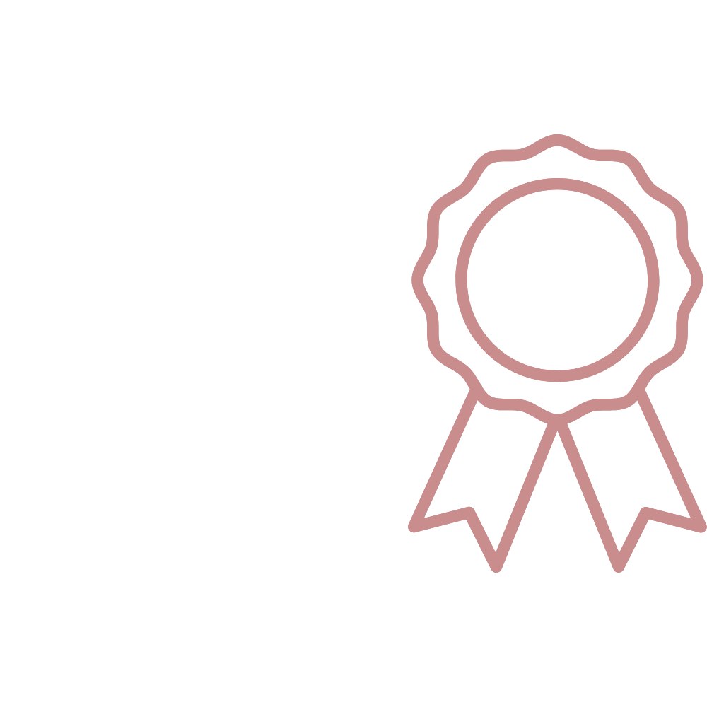 Certificate of achievement with a pink ribbon and gold seal