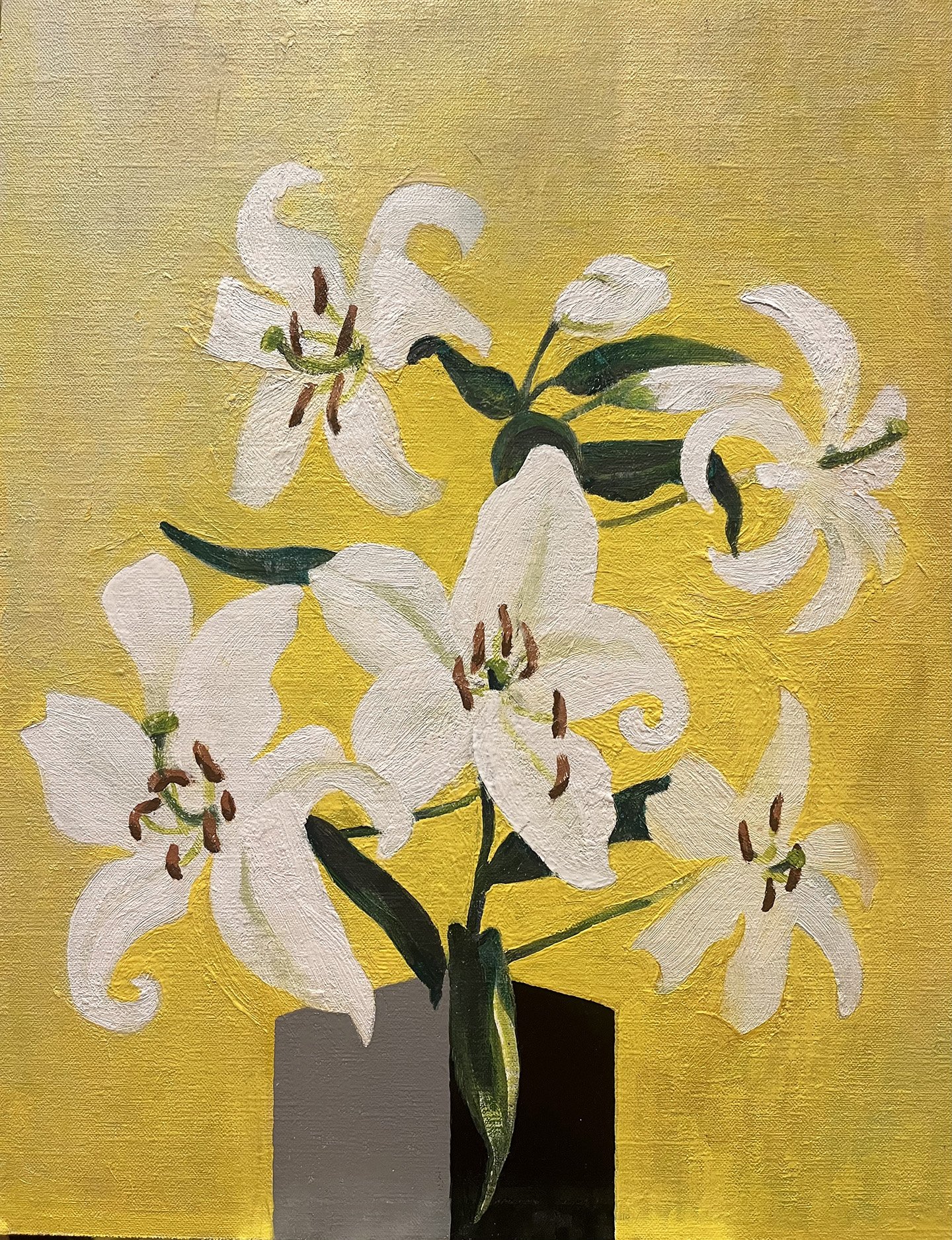 Casablanca Lilies, Oil on panel