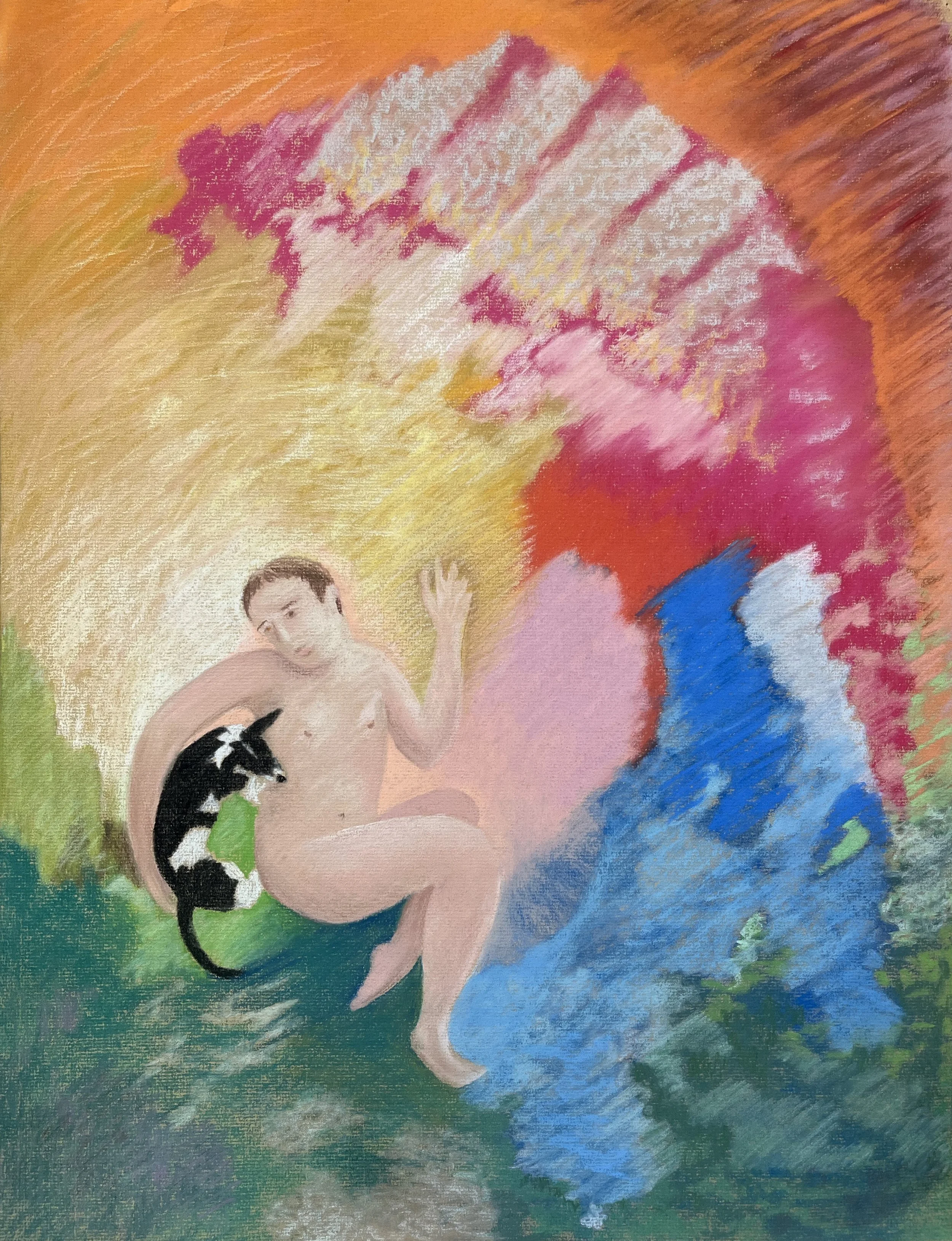 Me and Venus, pastel on paper