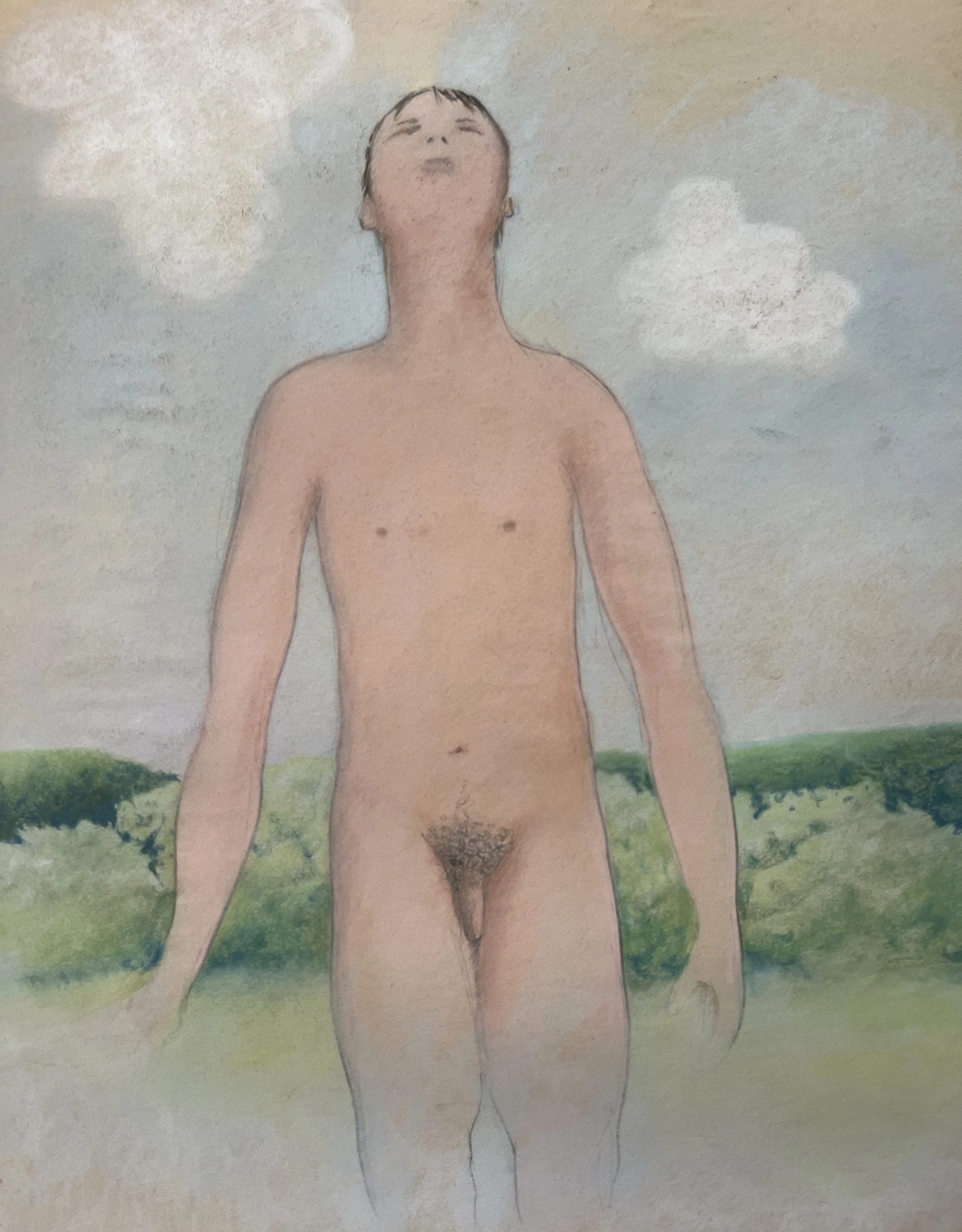 Flying Boy 1, pastel on paper