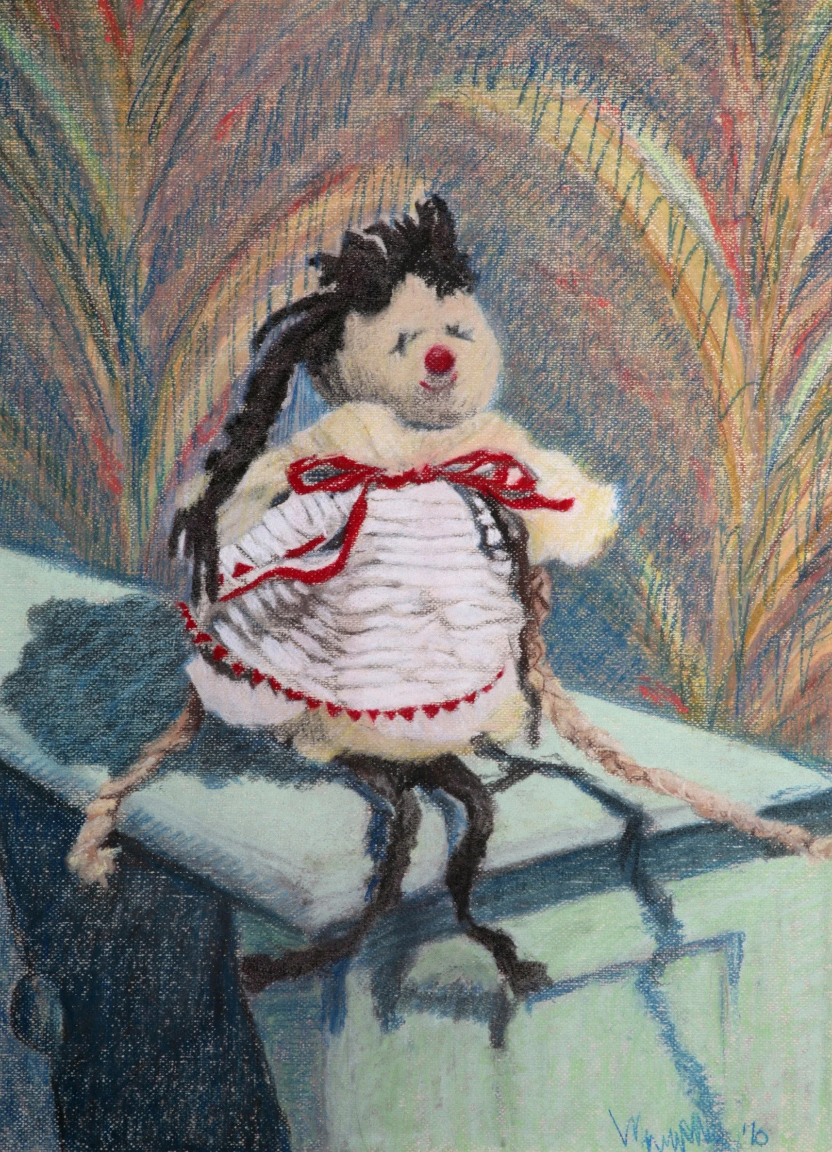 Sock Doll, pastel on paper