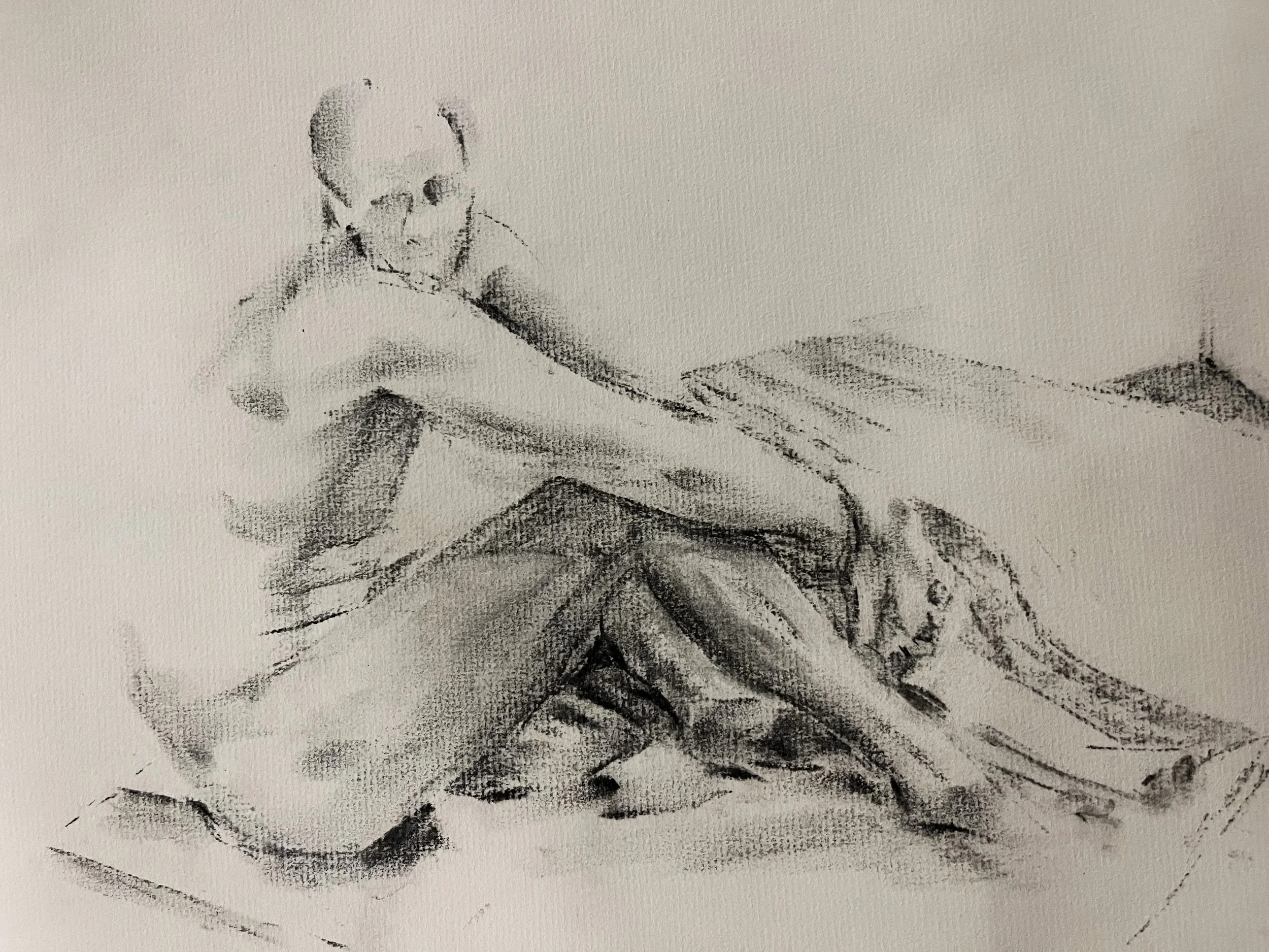 Figure Study, charcoal on paper