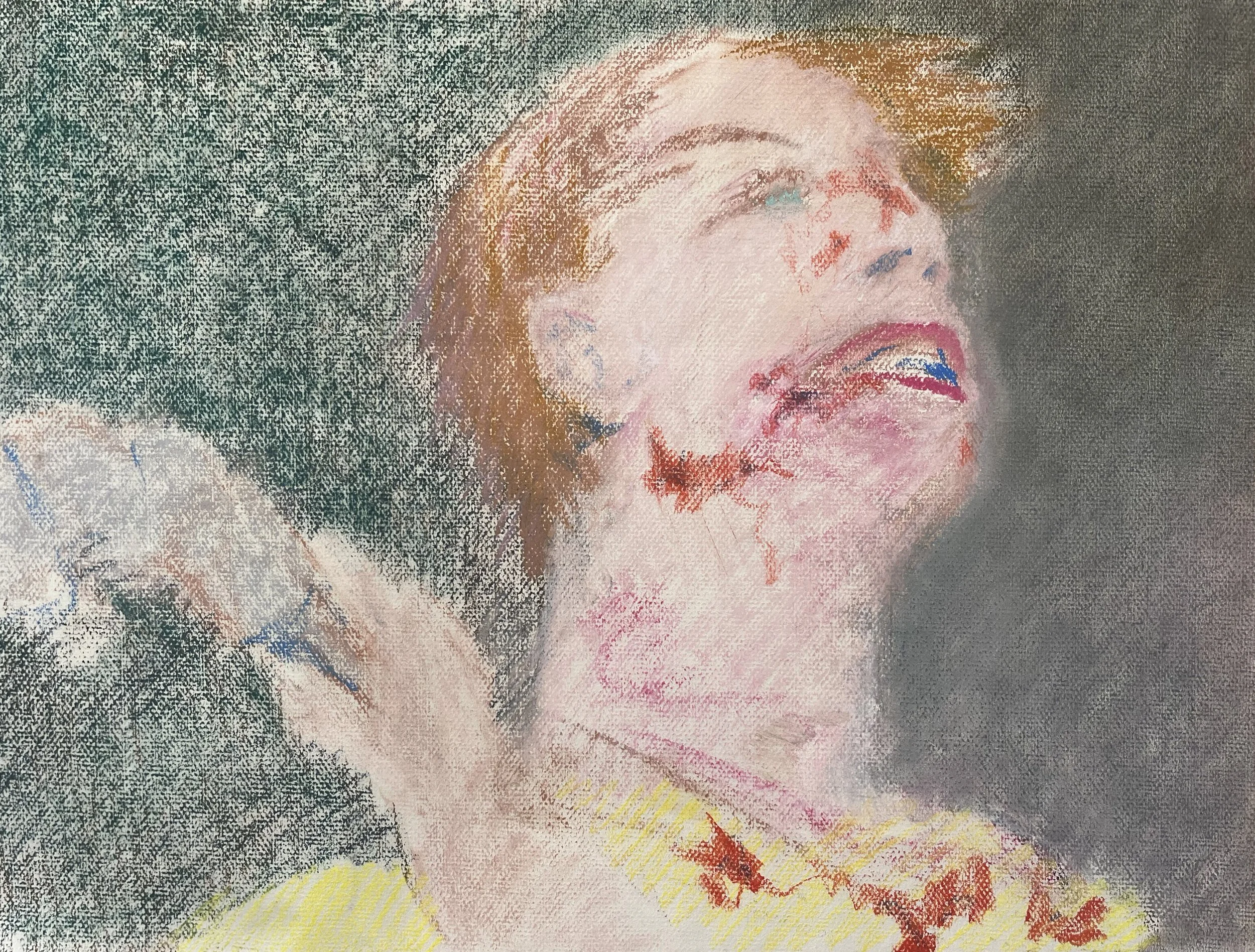 Pistol Whipping, pastel on paper