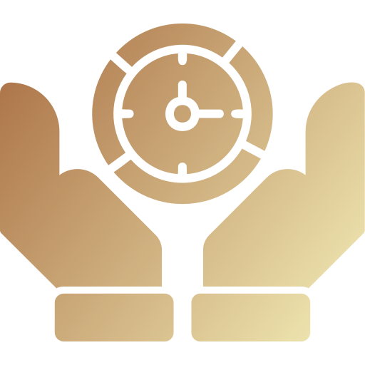 An icon with two hands supporting the process gear depicting commitment.