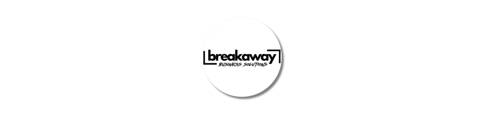 Logo of Breakaway Business Solutions with black text on a white circular background.