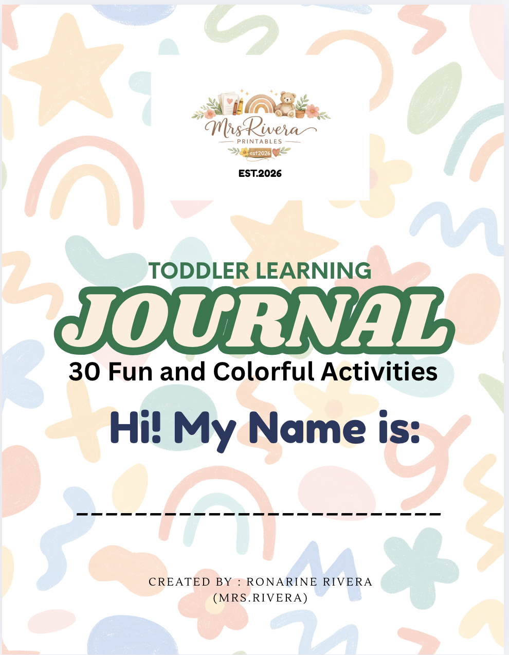 30 Digital Toddler Journal Activities - FUN AND COLORFUL!!
