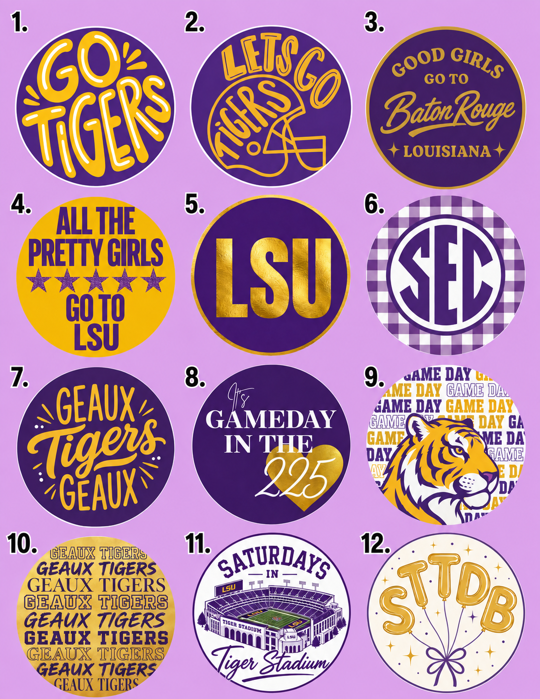 LSU Gameday Buttons