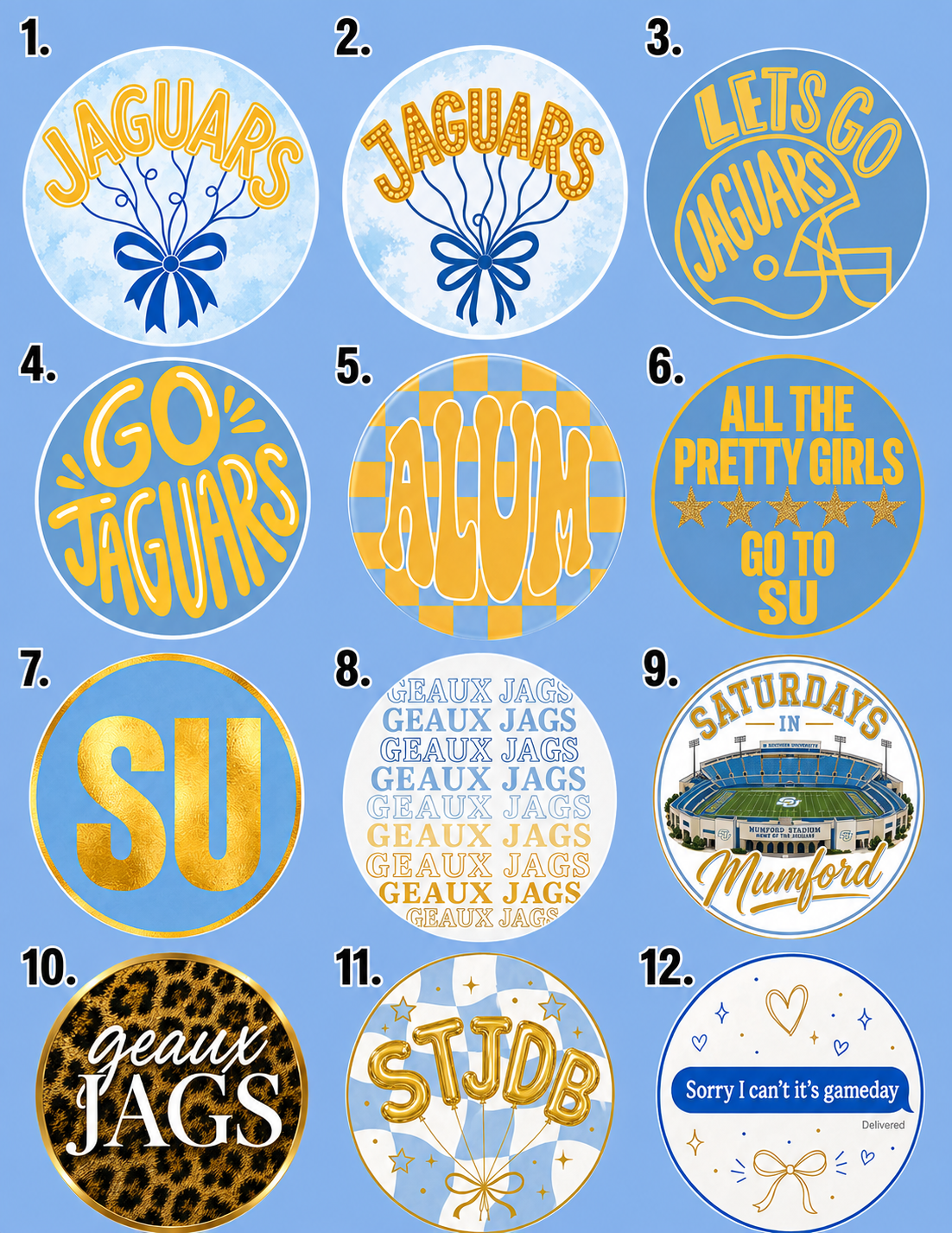 Southern University Game Day Buttons