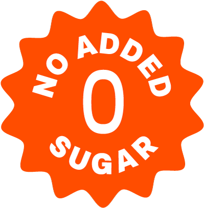 No added sugar label with a large zero in the center and orange background