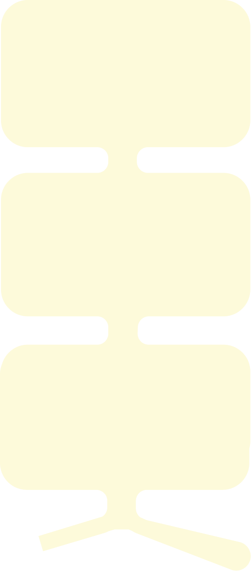 A vertical image with seven beige interconnected blocks that resemble a chain or linked segments on a black background.