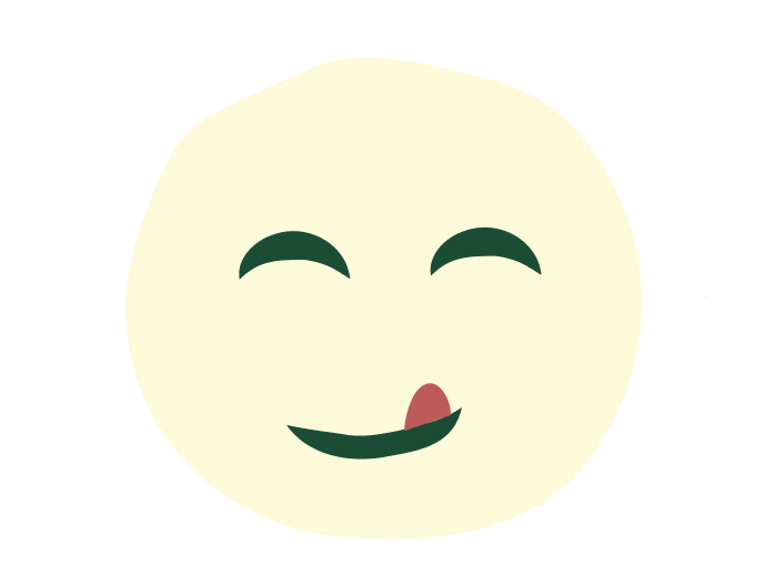 A happy, smiling face emoji with closed eyes, a small tongue sticking out, and a slight blush.
