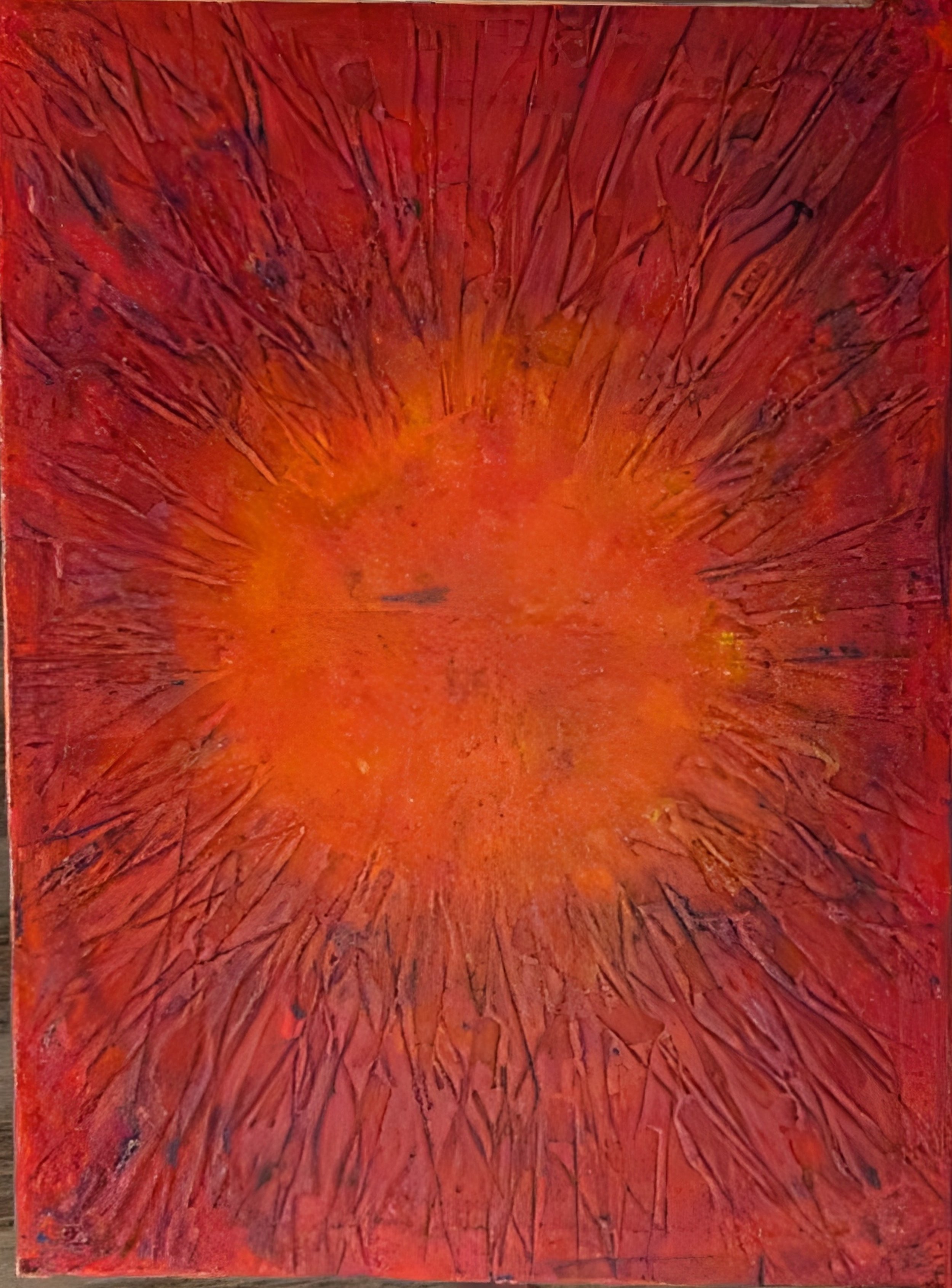 Point de Rupture"Technique mixte : Acrylique, colle sculptée au couteau et glacis à l'huile sur toile. 60 x 90 cm"