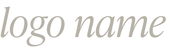 Placeholder text displaying 'logo name' in gray cursive font on a black background.