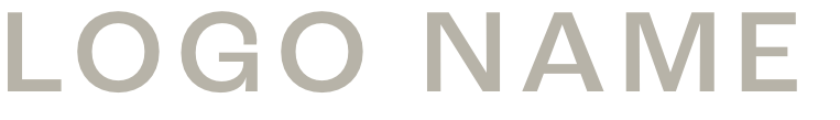 Placeholder text saying 'LOGO NAME' in gray capital letters on a transparent background.