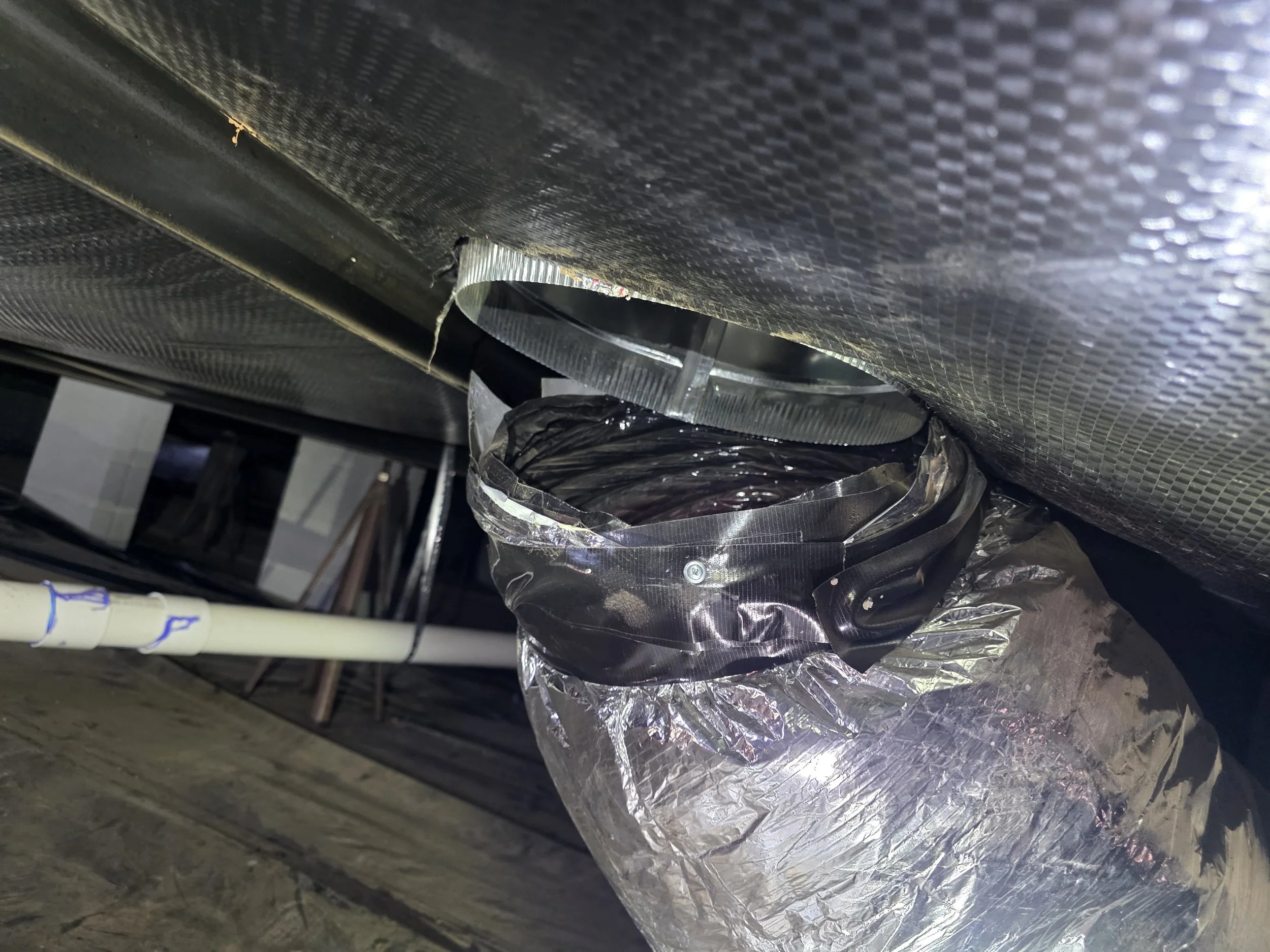 fallen air vent from pack rats