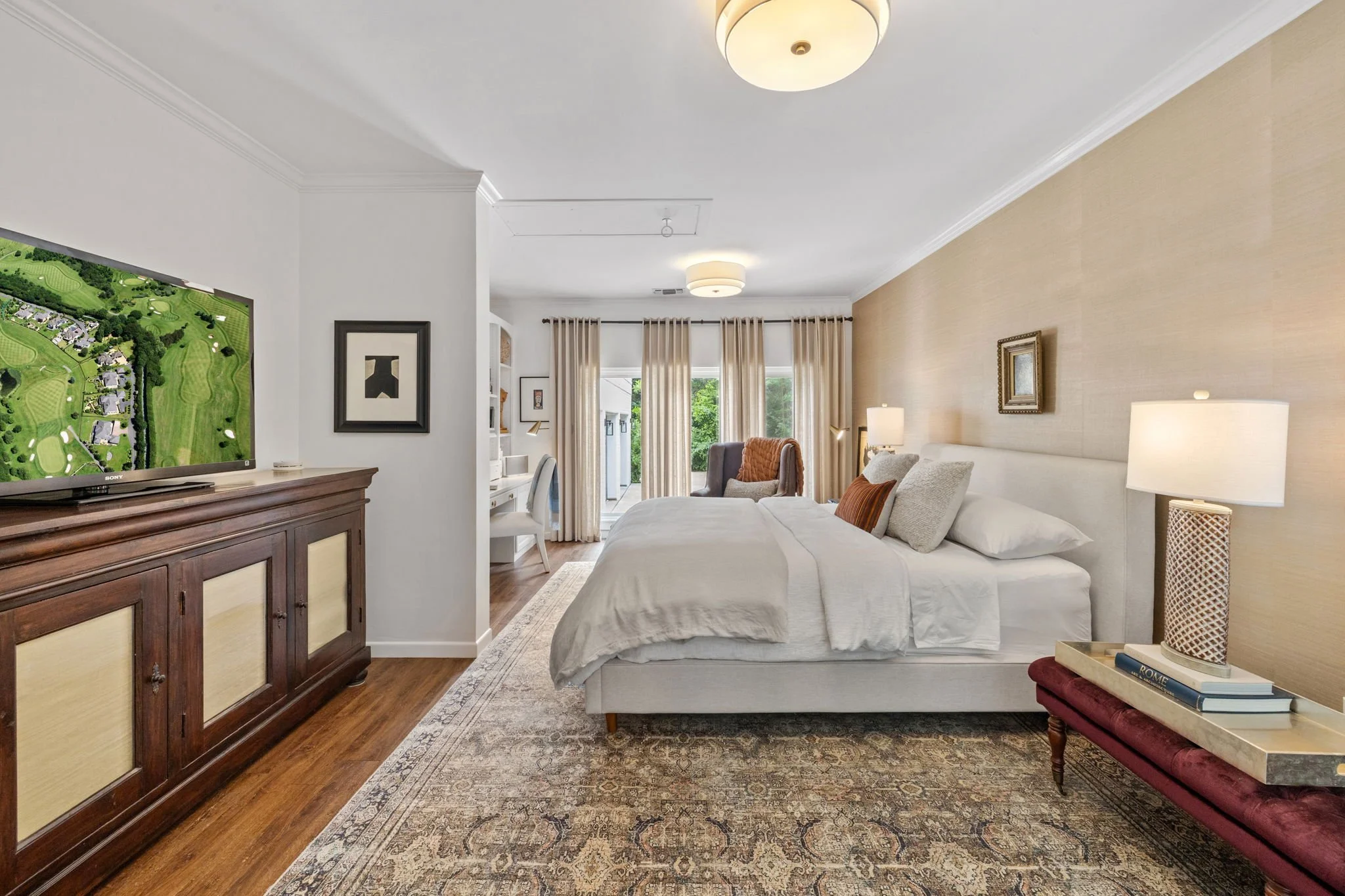 main level guest room or flex room with ensuite and private entrance from pool area